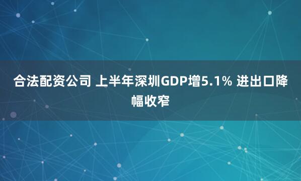 合法配资公司 上半年深圳GDP增5.1% 进出口降幅收窄